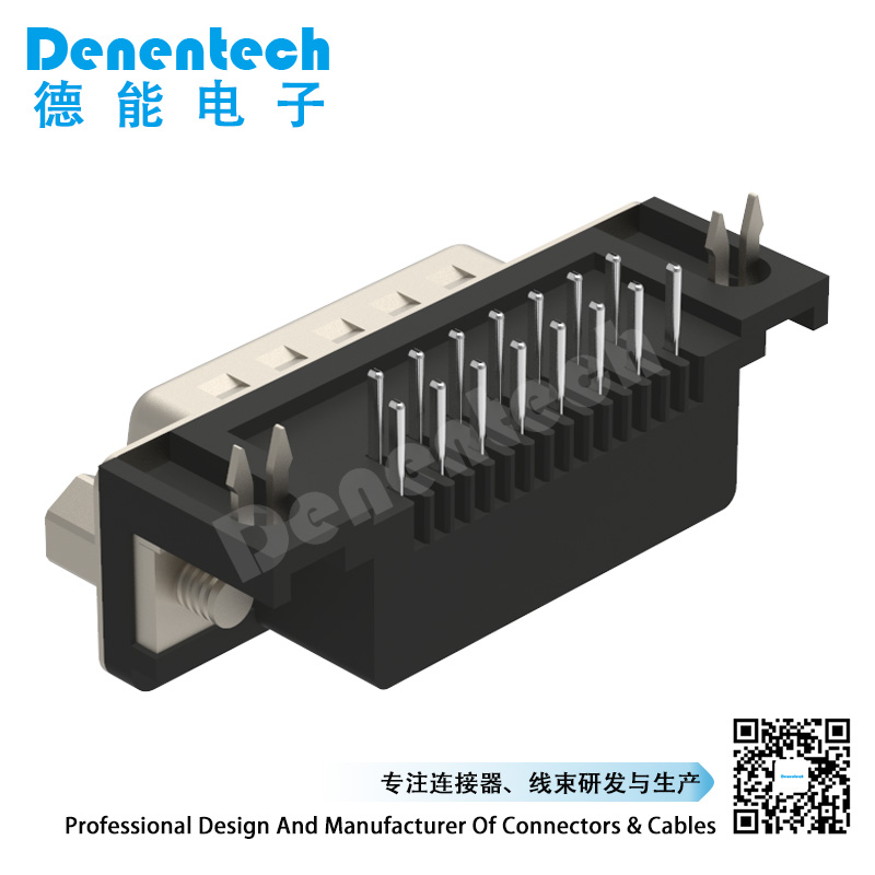 Denentech High quality HDR 15P H8.08 male right angle DIP d-sub 15 pin connector male d-sub connectors